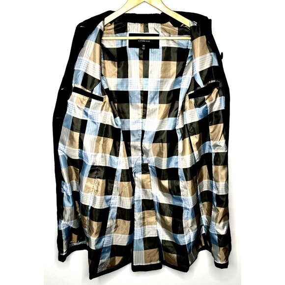 Lands End Womens Trench Coat Mid Length Plaid Lining Navy Blue Size XS 2-4 - Picture 6 of 14